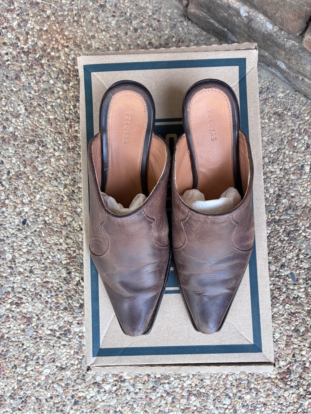 Tecovas The Brook Brown Leather Pointed-Toe Mule Slides
